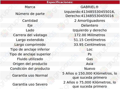 2 Amortiguadores Gas Del Ford Windstar 99-04 Gabriel Foto 2