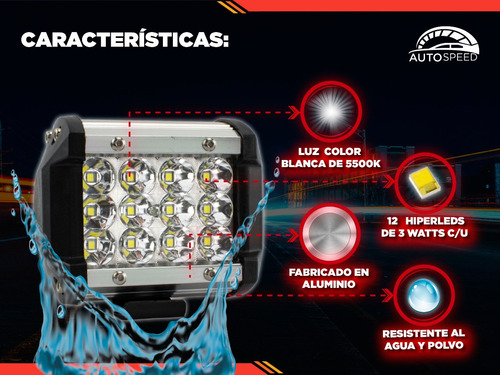 Par Faro 12 Hiper Led Dually / Auxiliar 36w C/ Estrobo  Foto 4