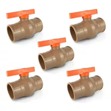 5x Registro De Esfera Soldável Pvc 50mm (1.1/2) Marrom