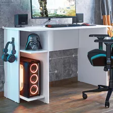 Mesa Gamer 2 Prateleiras Branco 3875 - Qmovi