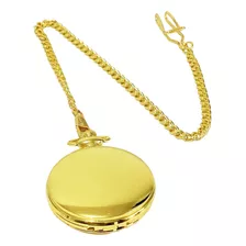 Relógio De Bolso Dourado Polido Liso Quartz