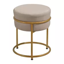 Puff Decorativo Capitonê Base Dourado, Banqueta De Quarto