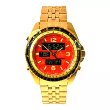 Reloj Citizen Promaster Wingman Vi Jq8003-51w/tz10075v, Color De Correa Dorado Y Bisel Dorado, Color De Fondo Rojo