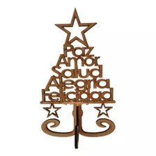 Árbol Navideño Frases Navidad 35 Cm Alto Mdf 5.5 Mm 