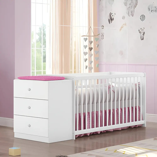 Berço Cômoda Gutti Com 3 Gavetas - Branco