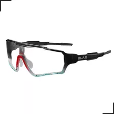 Óculos Esportivo Para Ciclista Elax Fotocromático Uv400 Cor Da Armação Preto/azul Claro