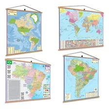 Mapa Brasil Mundi Americas Banner Pendurar Politico Escolar