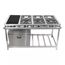 Fogão Industrial 6 Bocas 30x30 P5 Em Aço Inox Chapa E Forno