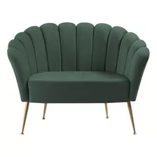 Sofa Namoradeira 2 Lug 135 Cm Aço Dourado 7050 Veludo Verde 