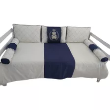 Kit Cama Babá Bicama 6 Peças Quarto Bebê Urso Tedy Azul