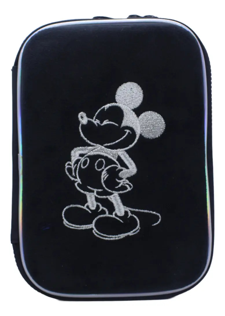 Cartuchera Canopla Mickey 2 Pisos Relieve 3d Glitter Rigida 