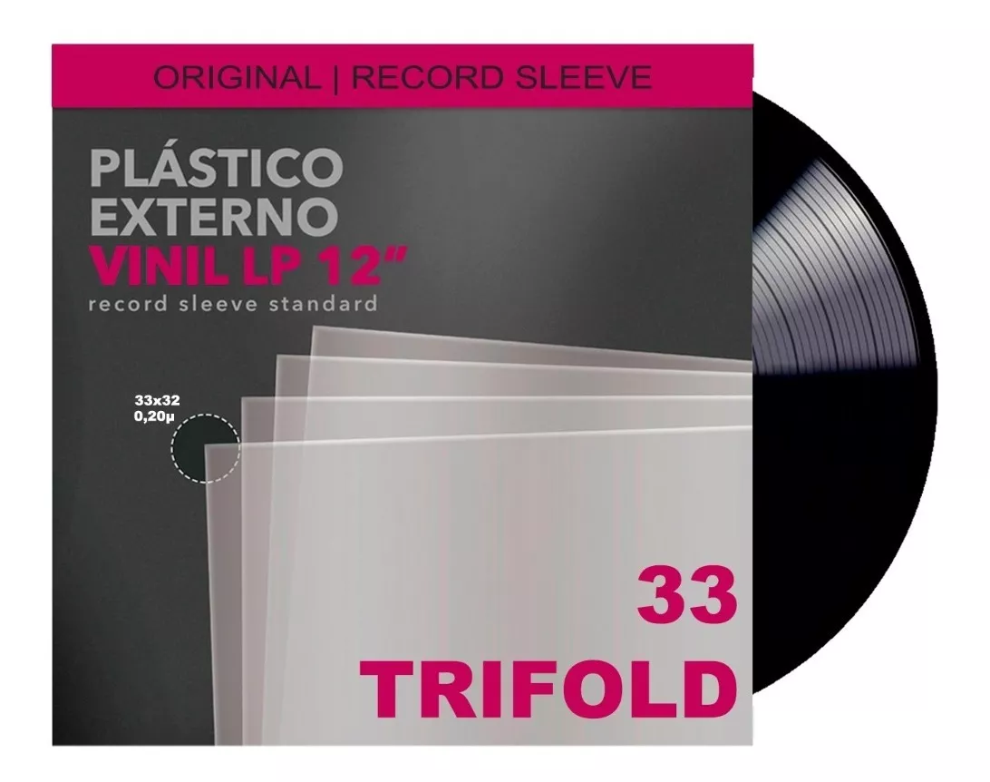 Plastico Vinil Lp Externo 0,20 Trifold - 10 Unidades