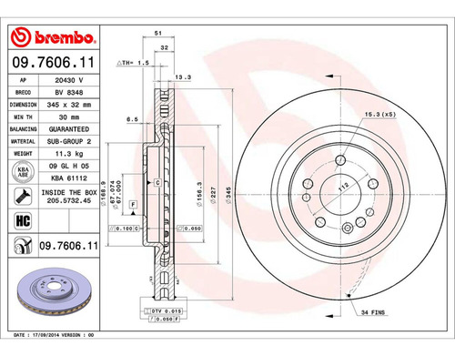 Disco Ventilado Frontal Conductor O Pasajero Ml350 03/05 Foto 2