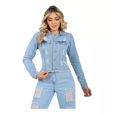 Jaqueta Feminina Premium Jeans Destroyed Alta Qualidade Top