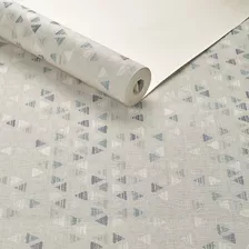 Papel De Parede Mosaico Triângulo Cinza Vinilico Lavável