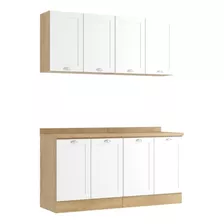 Armário De Cozinha Completo Ditália Denver 4 Pc Rvbr D7 Cozy Cor Riviera/branco