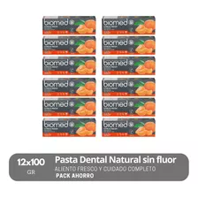 Pack 12 Pastas Dentales Sin Fluor Biomed Citrus Fresh 100g