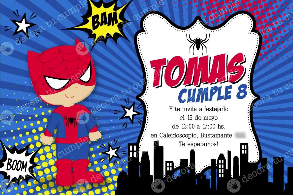 Invitación de cumpleaños Spiderman x 10 unidades - VeoVeo Juguetería -  Tienda online