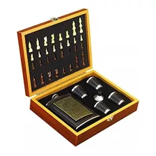 Licorera Set Madera Wiskera 8oz Whiskera Juego Ajedrez