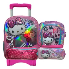 Kit Mochila Hello Kitty Lonchera Lapicera Original Ruedas