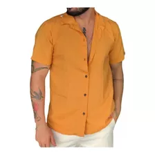 Camisas Manga Curta Lisa Masculina Slim Social Barato Verão