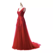 Vestido De Noche Rojo (wine Red) Talla Ch 