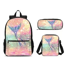 Morral Para Niños - Delerain Mermaid Tail 3 Pcs Backpack Set