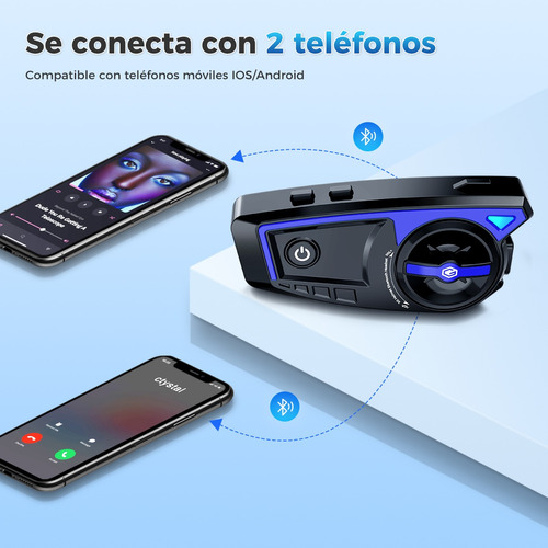 Audfonos Para Casco De Motos X6 Blue Bt5.3+edr 1500mah Foto 6