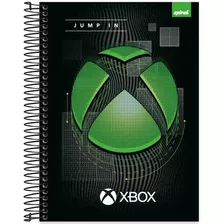 Caderno Capa Dura 10 Materias Xbox Escolar Spiral 160 Folhas Cor Preto