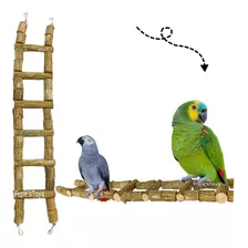 Escalera Madera Mediana Con Corteza Pepe´s Toys Loros Aves