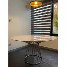 Mesa Comedor Reza Feiz Redonda Mármol 120 Cm Acero / Kubus