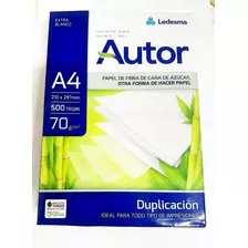 Resma A4 Papel Autor 70 Grs 500 Hojas Para Inkjet Oficina