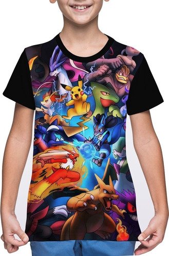 Camiseta/camisa Infantil Anime Pokemon - Personagens 
