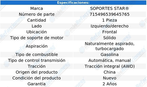 Soporte Motor Frontal Izquierdo O Derecho Baja H4 2.5l 03-06 Foto 2