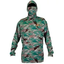 Playera Capucha Ninja Prot Solar Camo Vde- Aftco M63101-grcm