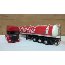 Mega Caminhão Brinquedo Scania Bitrem Bau Madeira Coca Cola