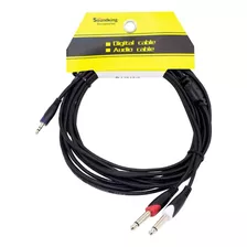 Cable 1 Plug Stereo 3.5mm A 2 Plug Mono 6 Metros Bjj212/6m 