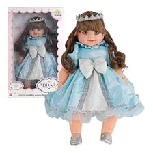 Boneca Anjo Addara Princesa Blue Vestido Azul Vinil E Falas