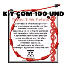 Kit Com 100 Pulseiras 7 Sete Nós Kabballah Hematita Atacado