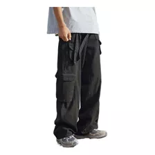 Pantalon Cargo Baggy Y2k Multiples Bolsillos Negro A733