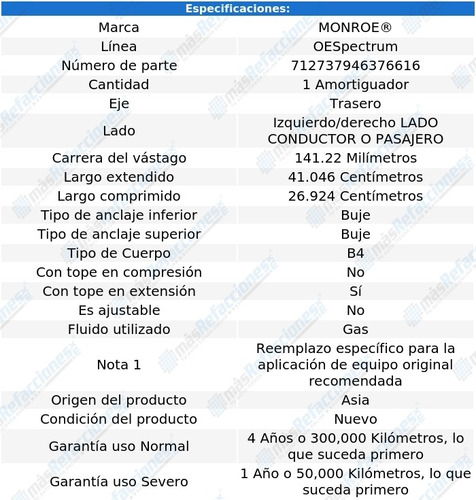 Amortiguador Oespectrum Gas Izq/der Tras Ion L4 2.4l 06-07 Foto 3