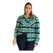 Camisa Em Viscose Com Manga Longa Xadrez Tons De Azul 