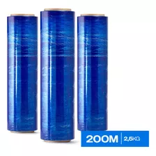 Bobina Filme Stretch 25 Micras 2,5kg Azul Colorido 200m