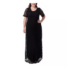 Vestido Longo, Festa, Com Mangas Plus Size Festa Lg61