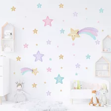 Adesivo De Parede Infantil Estrelas Coloridas Decoração Bebê