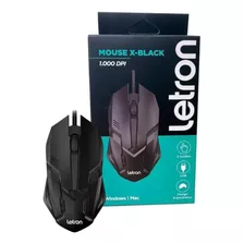 Mouse X- Black Usb 3 Botões 1000 Dpi Letron Leonora