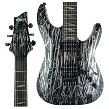 Guitarra Schecter C-1 Silver Mountain Hipshot Ibby Hm, Color Negro Y Plateado, Guía Para La Mano Derecha