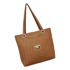 Bolsa Feminina Alça Ombro Lateral Detalhe Corrente Dourada 