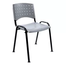 Silla Apilable Plástica Fija De Oficina Sala De Espera Iglesias Consultorios Acero Y Plastico Reforzado Color Gris