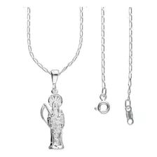 Dije Santa Muerte Chica Y Cadena 45 Cm Plata 925 Taxco Gro